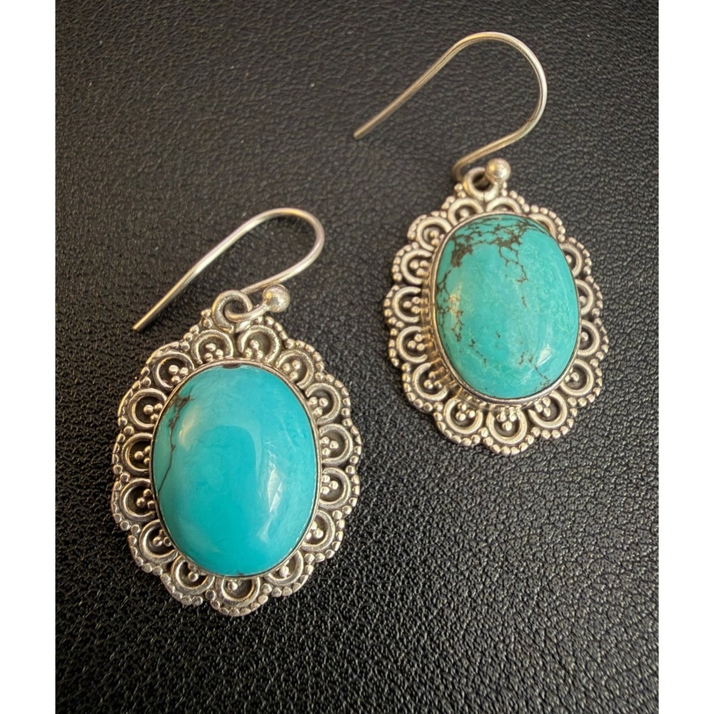 Vintage Sterling Silver Earrings Stone Southwest Dangle 925